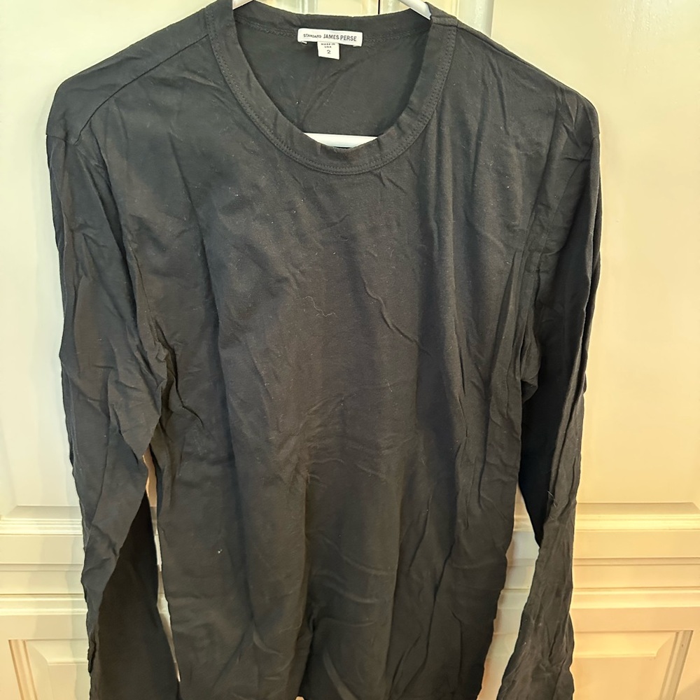 James Perse Men's Black Long Sleeve Shirt